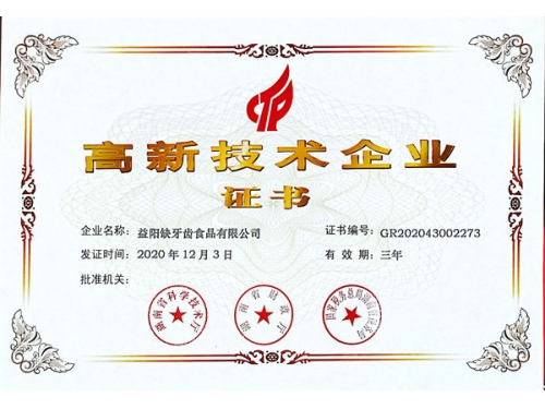 高新技术企业证书